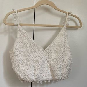 White Sabo Skirt Pom Pom Tank Top